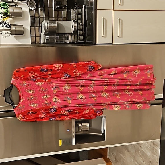 💕SPELL & THE GYPSY💕 Solstice Boho Midi Dress ~ Salsa Rose Large - Picture 10 of 16